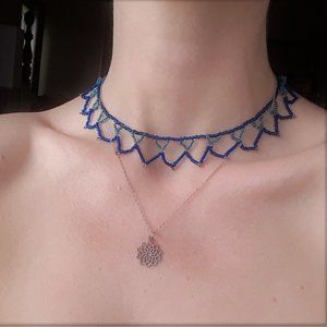 Handmade Blue & Turquoise Beaded Choker